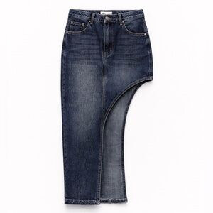 Zara ZW CUT OUT ASYMMETRICAL DENIM SKIRT